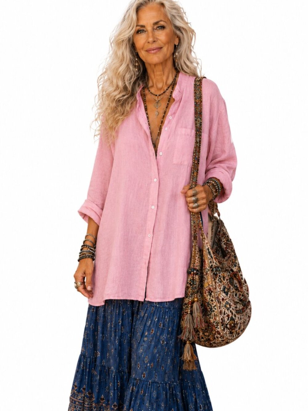 Artist smock style, long tunic shirt